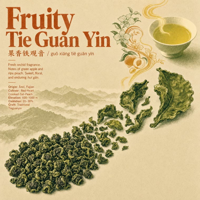 The design — Fruity Tie Guan Yin