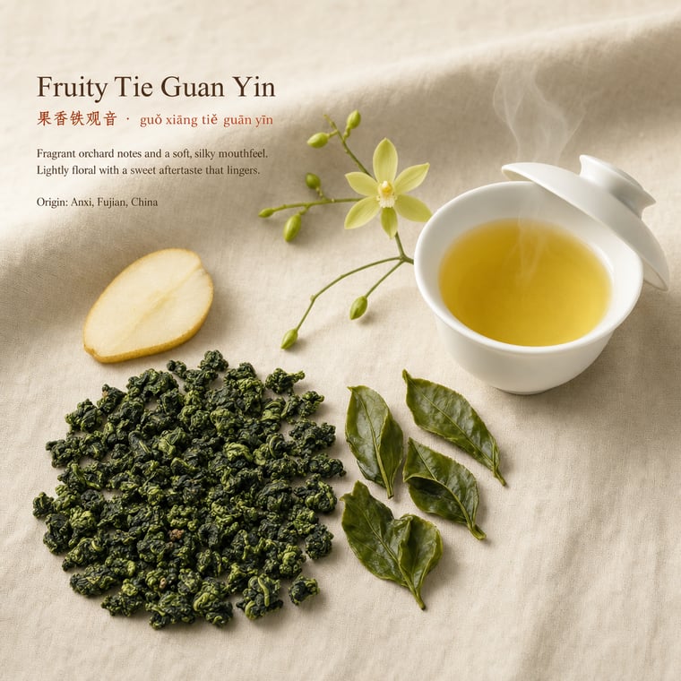 The design — Fruity Tie Guan Yin