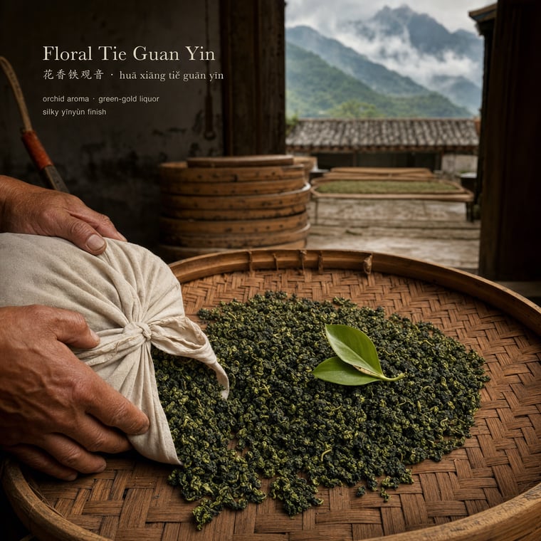 The design — Floral Tie Guan Yin