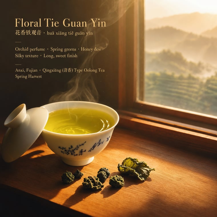 The design — Floral Tie Guan Yin
