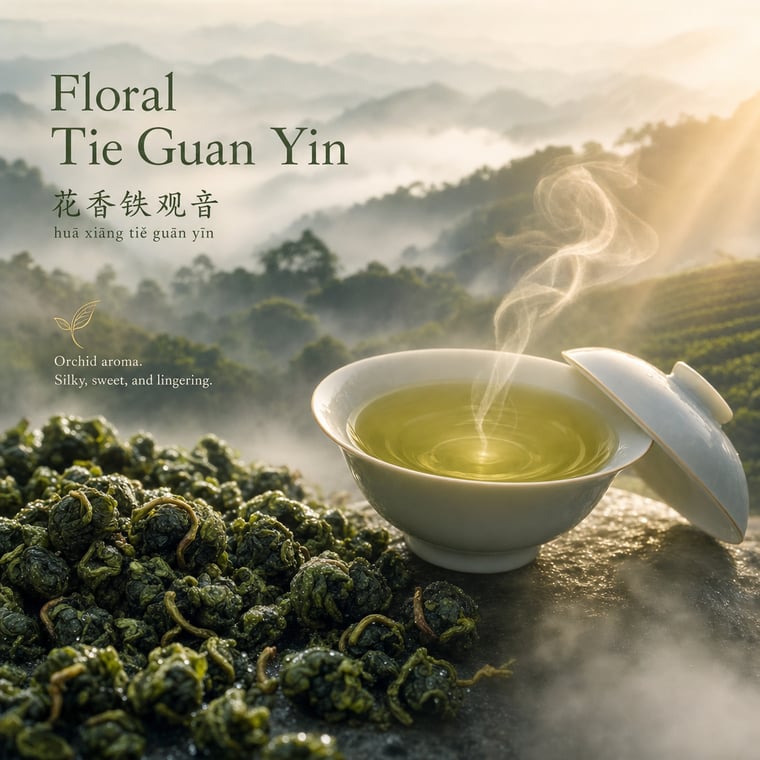 The design — Floral Tie Guan Yin