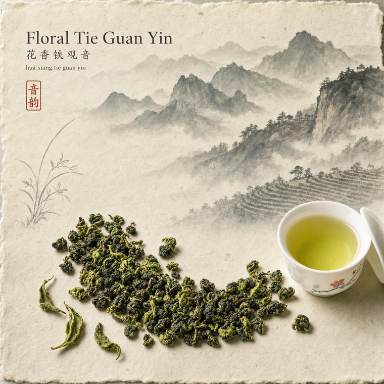 The design — Floral Tie Guan Yin