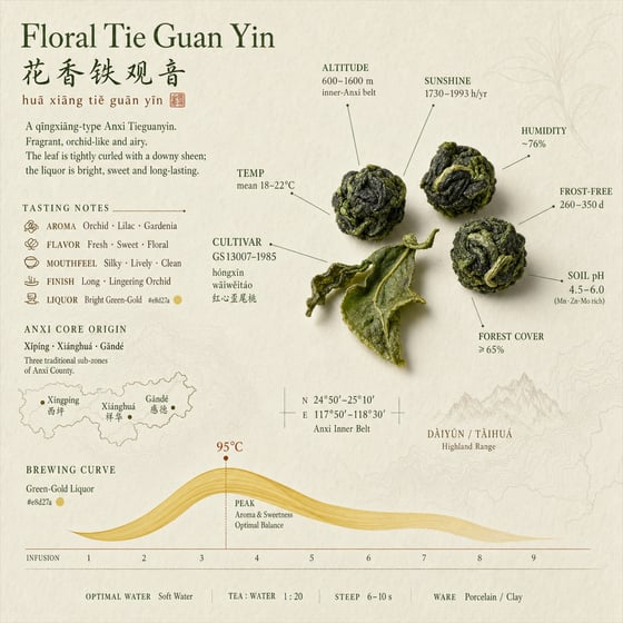 Floral Tie Guan Yin