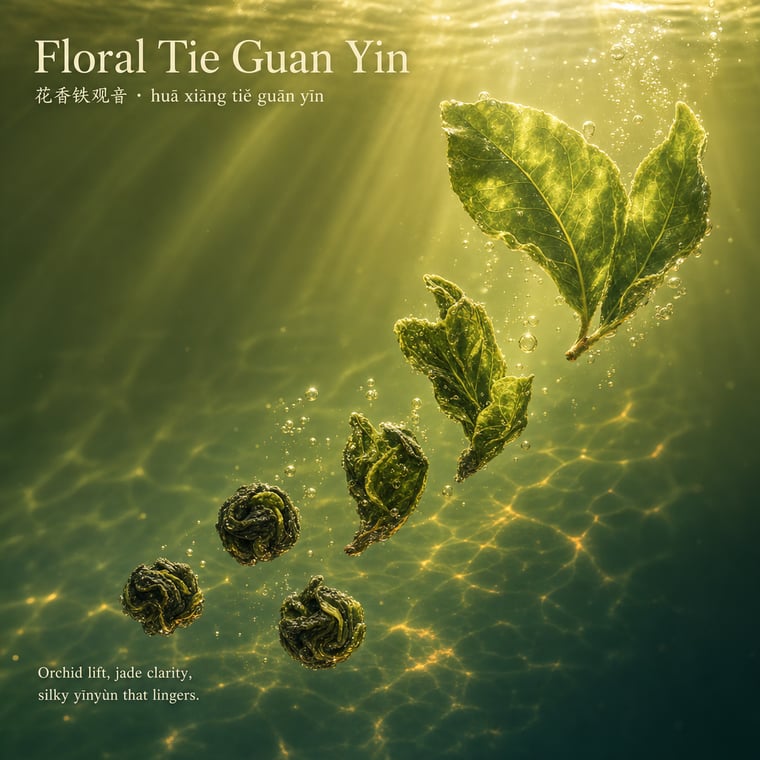 The design — Floral Tie Guan Yin