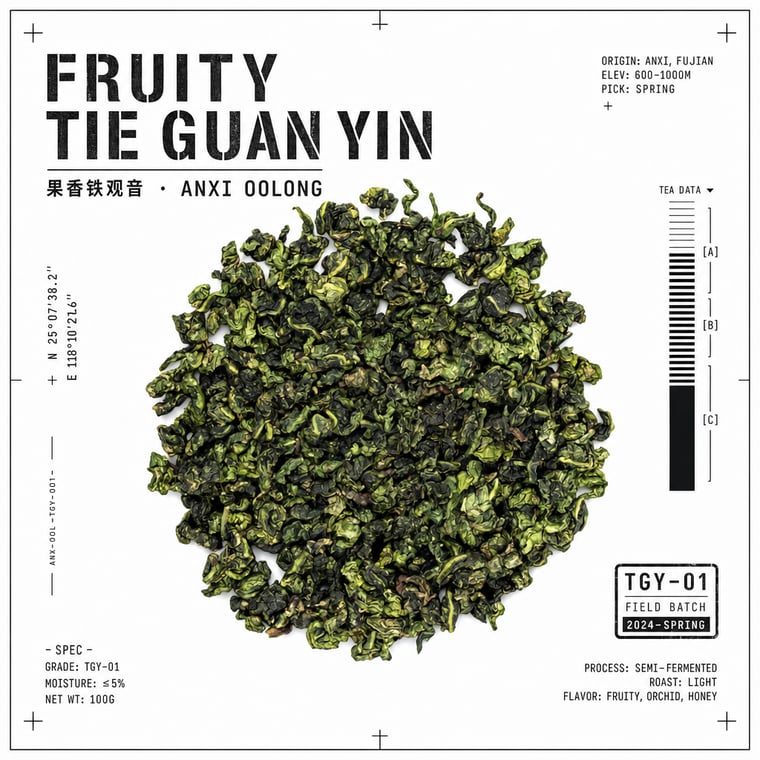 The design — Fruity Tie Guan Yin